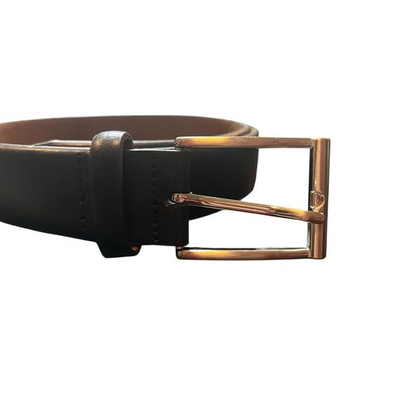 Neiman Marcus Black Leather Belt silver tone buckle Size 36